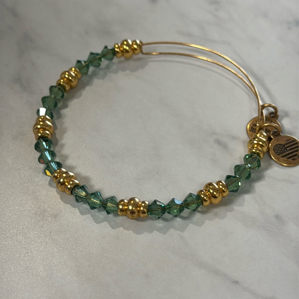 Alex and Ani green gemstone bracelet